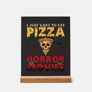 Señal Acrílica Películas de terror de pizza Halloween Calavera Mu