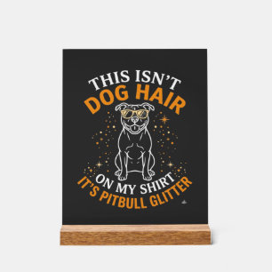 Señal Acrílica Pelo de Perro Pitbull Brillo Usando Gafas de Sol E