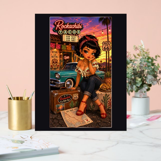Señal Acrílica Pénélopé Chibi Rockabilly (Boda)