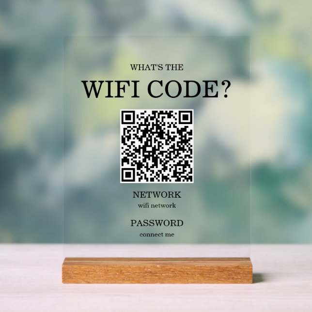 Señal Acrílica Pequeña empresa ¿Cuál es el código QR Wifi? (Neutral )