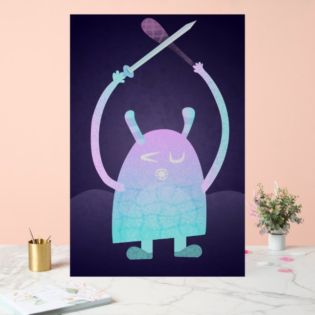 Señal Acrílica Pequeño Monstruo Azul (Boda)