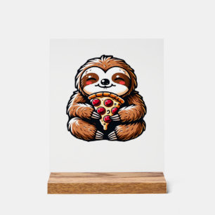Señal Acrílica Perezoso divertido comiendo pizza, Camiseta clásic
