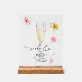 Señal Acrílica Perlas, Petales + Prosecco | Tarjetas de ducha y r
