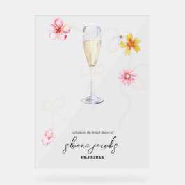 Señal Acrílica Perlas, Pétalos + Prosecco | Bienvenida a la Despe