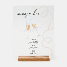 Señal Acrílica Perlas, Pétalos y Prosecco | Fiesta de Brindis con