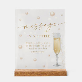 Señal Acrílica Perlas y mensaje de Prosecco en un juego de botell