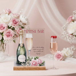 Señal Acrílica Perlas y Prosecco Bar de Mimosa para Desayuno Nupc