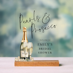 Señal Acrílica Perlas y Prosecco Bienvenidos a la Despedida de So