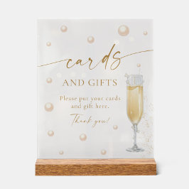 Señal Acrílica Perlas y Prosecco Tarjetas y Regalos