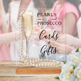Señal Acrílica Perlas y regalos de ducha de novia Prosecco