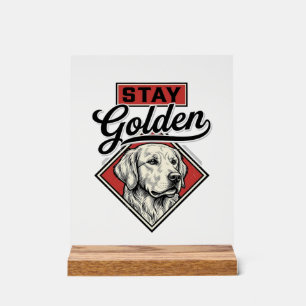 Señal Acrílica Permanecer Retriever Dorado Diseño Vectorial de Pe