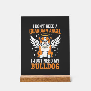 Señal Acrílica Perro Ángel de la Guarda Bulldog