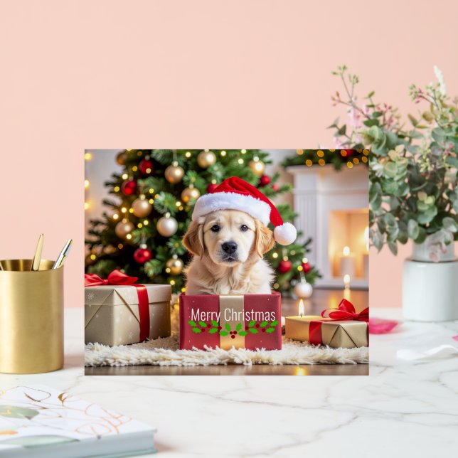 Señal Acrílica Perro de Labrador Retriever dorado de Navidad (Boda)