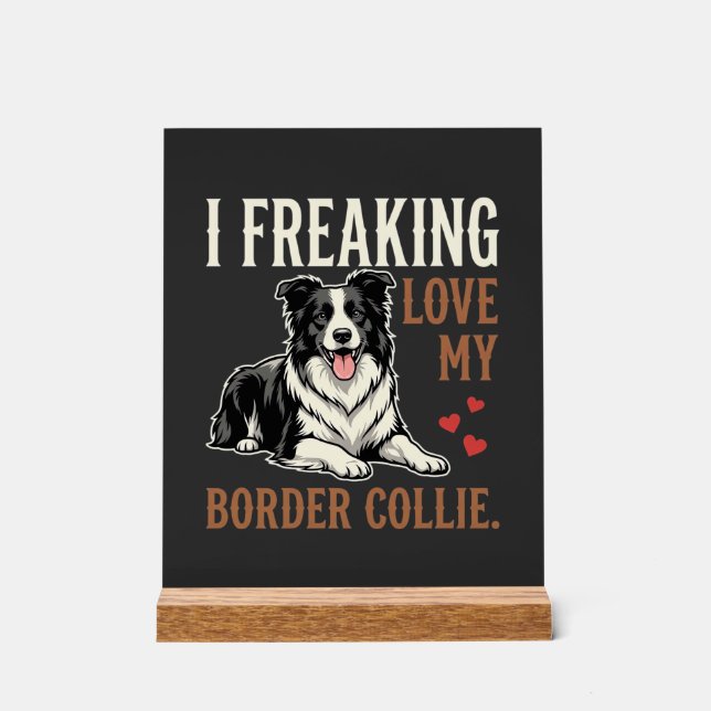 Señal Acrílica Perro divertido Border Collie amor (Anverso)