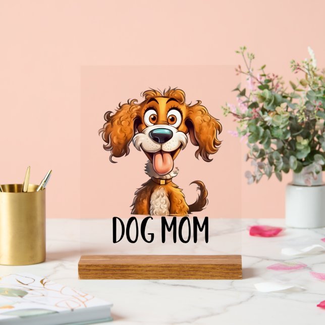Señal Acrílica Perro divertido Mamá palabra arte (Boda)