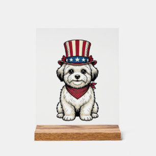 Señal Acrílica Perro Patriótico Diseño de Vector de Grabado Vinta