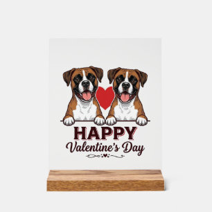 Señal Acrílica Perros Boxer Feliz Día de San Valentín Vintage