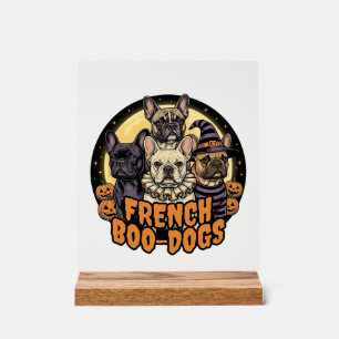 Señal Acrílica Perros franceses Boo Halloween diseño de Bulldog f