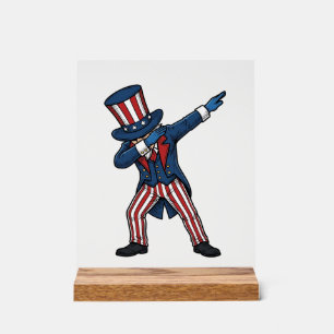 Señal Acrílica Personaje Patriótico Dabbing Diseño Vector Vintage