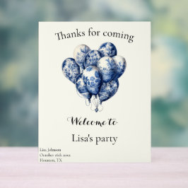 Señal Acrílica Personalizable Delft Blue Balloons
