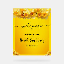 Señal Acrílica Personalizable Marcha de Daffodil Cumpleaños Flor