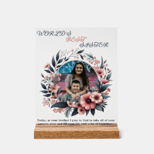 Señal Acrílica Personalizada la "Mejor Hermana del Mundo"