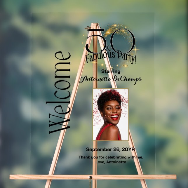 Señal Acrílica Personalizado 50 y fantástico oro negro de lujo (Neutral )