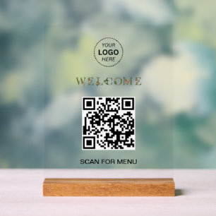 Señal Acrílica Personalizado de bienvenida QR Code Logo Moderno B