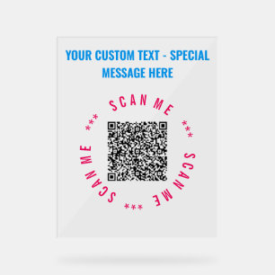 Señal Acrílica Personalizado de código QR Rótulo de tabulación de