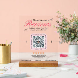 Señal Acrílica Personalizado de revisión del cliente - Código QR