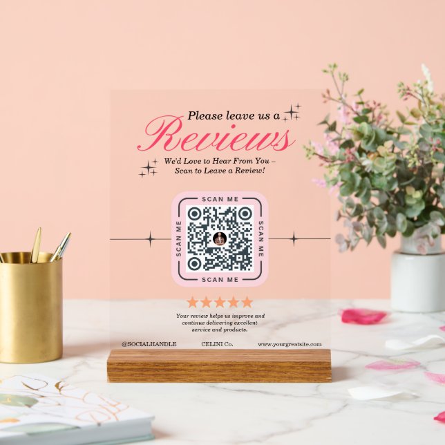 Señal Acrílica Personalizado de revisión del cliente - Código QR  (Boda)