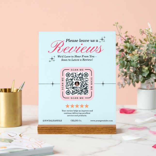 Señal Acrílica Personalizado de revisión del cliente - Código QR  (Boda)