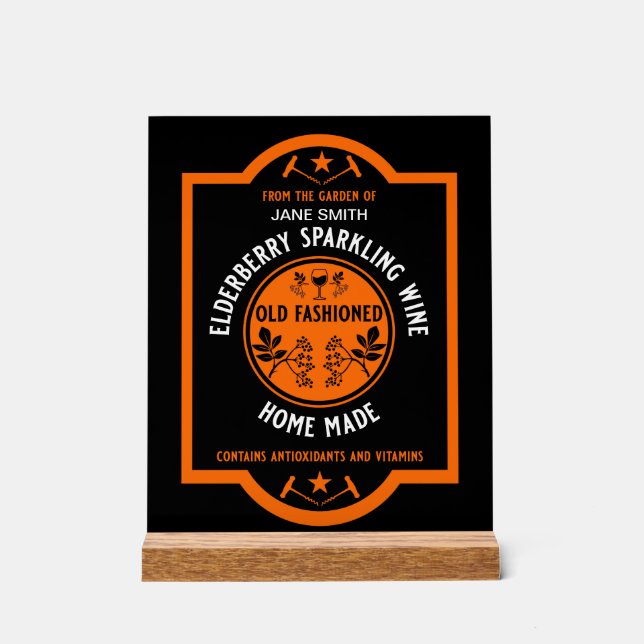 Señal Acrílica Personalizado Elderberry Sparkling casero (Anverso)