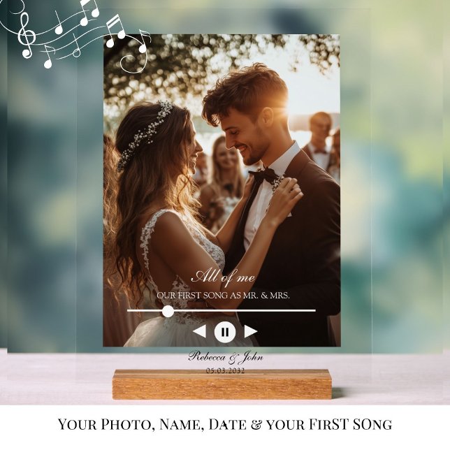 Señal Acrílica Personalizado, foto, primera canción, Rótulo Boda (Personalized, Photo, First Song, Wedding, Memory, Acyrly Sign for Couples /Newylweds.)