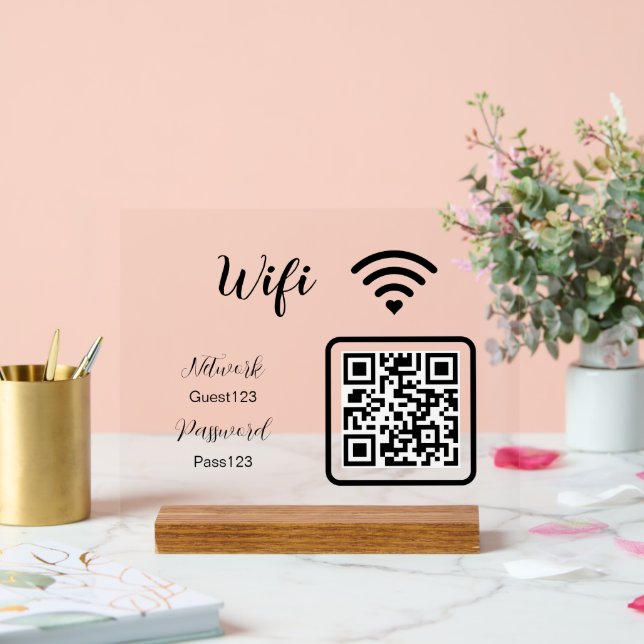 Señal Acrílica Personalizado La Contraseña Wifi para Empresas (Boda)