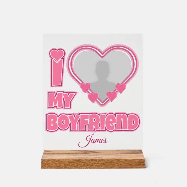Señal Acrílica Personalizado Me Encanta Mi Novio - Añadir Foto Y  (Anverso)
