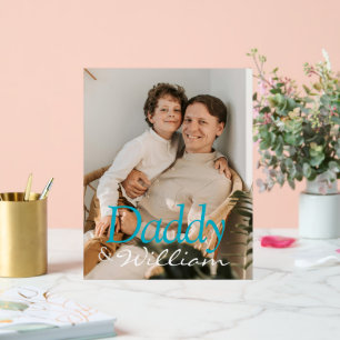 Señal Acrílica Personalizado moderno foto Papi y nombre del bebé 