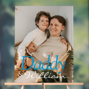 Señal Acrílica Personalizado moderno foto Papi y nombre del bebé