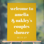 Señal Acrílica Personalizado Negrita Parejas Amarillas Ducha Bien<br><div class="desc">Este minimalista cartel de ducha da la bienvenida a los clientes con estilo. Con un llamativo fondo amarillo mostaza y una típica tipografía sísmica, este signo acrílico crea un ambiente cálido y acogedor. Perfecto para fiestas de compromiso, duchas de boda o celebraciones de aniversario, añade un toque moderno a cualquier...</div>
