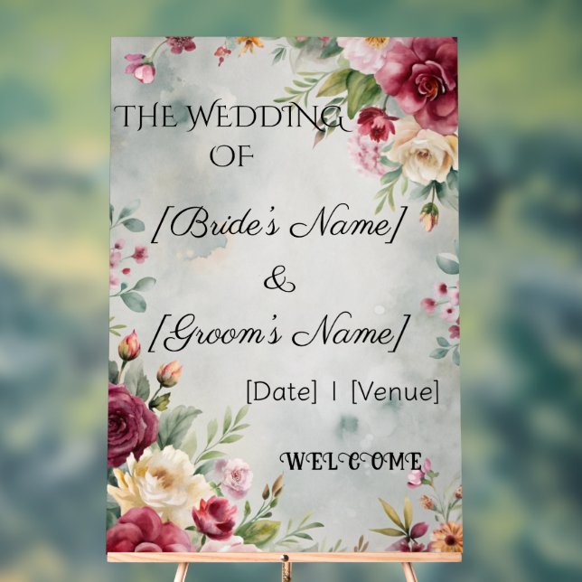Señal Acrílica Personalizado Rótulo acrílico Boda de 24" x 36" (Neutral )