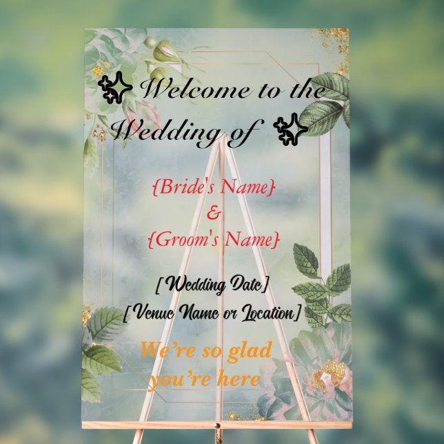 Señal Acrílica Personalizado Rótulo acrílico Boda de 24" x 36" (Neutral )