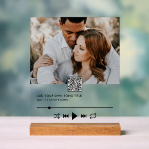 Señal Acrílica Personalizado Song Plaque Foto Código QR Video de