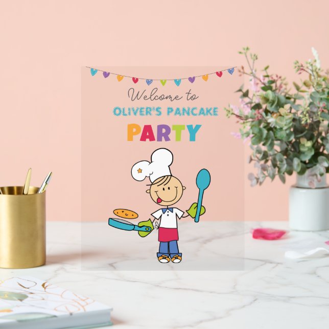 Señal Acrílica Personalized Acrylic Sign for Kids Pancake Party (Boda)
