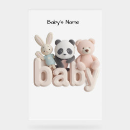 Señal Acrílica Personalized Baby Name Wall Art – Cute Animal Nurs