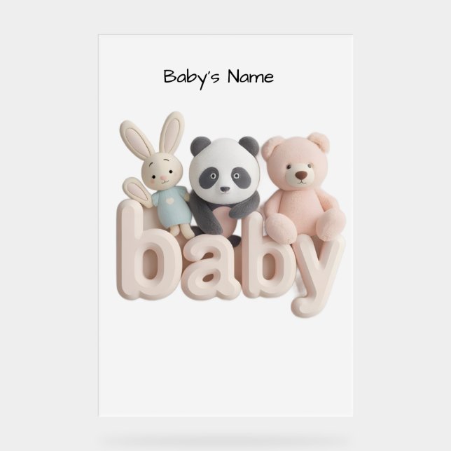 Señal Acrílica Personalized Baby Name Wall Art – Cute Animal Nurs (Anverso)