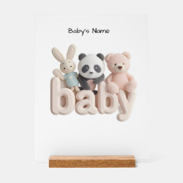 Señal Acrílica Personalized Baby Name Wall Art – Cute Animal Nurs