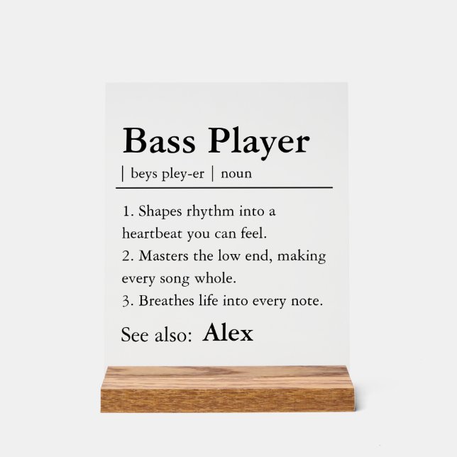 Señal Acrílica Personalized Bass Player Definition (Anverso)