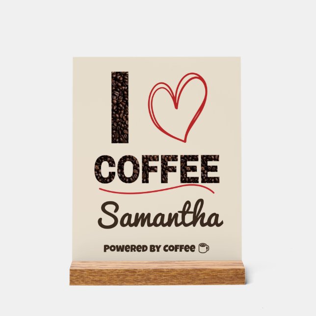 Señal Acrílica Personalized Coffee Lover Powered by Coffee Gift (Anverso)