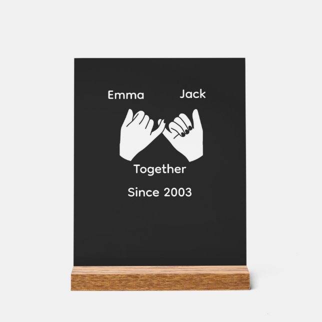 Señal Acrílica Personalized couple with custom names and year (Anverso)