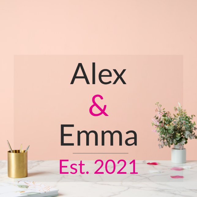 Señal Acrílica Personalized Couples Mug – Custom Names & Year Gif (Boda)